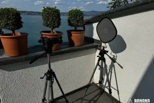 The shooting rig on the terrace