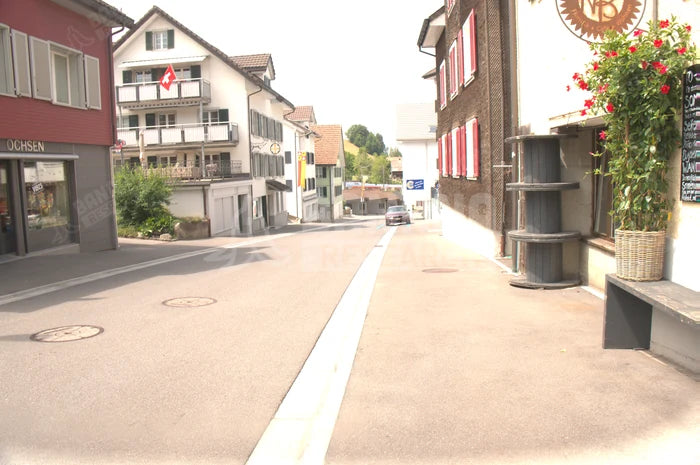 Town street at EV 10.6, seen through the Photochromic lens. Measured 46.0% of the clear control.